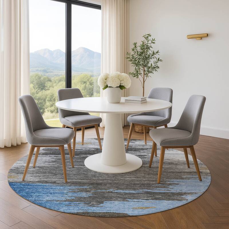 Premium Washable Super Soft Abstract Glam Mayfield Rug - Denim - 8' x 8'