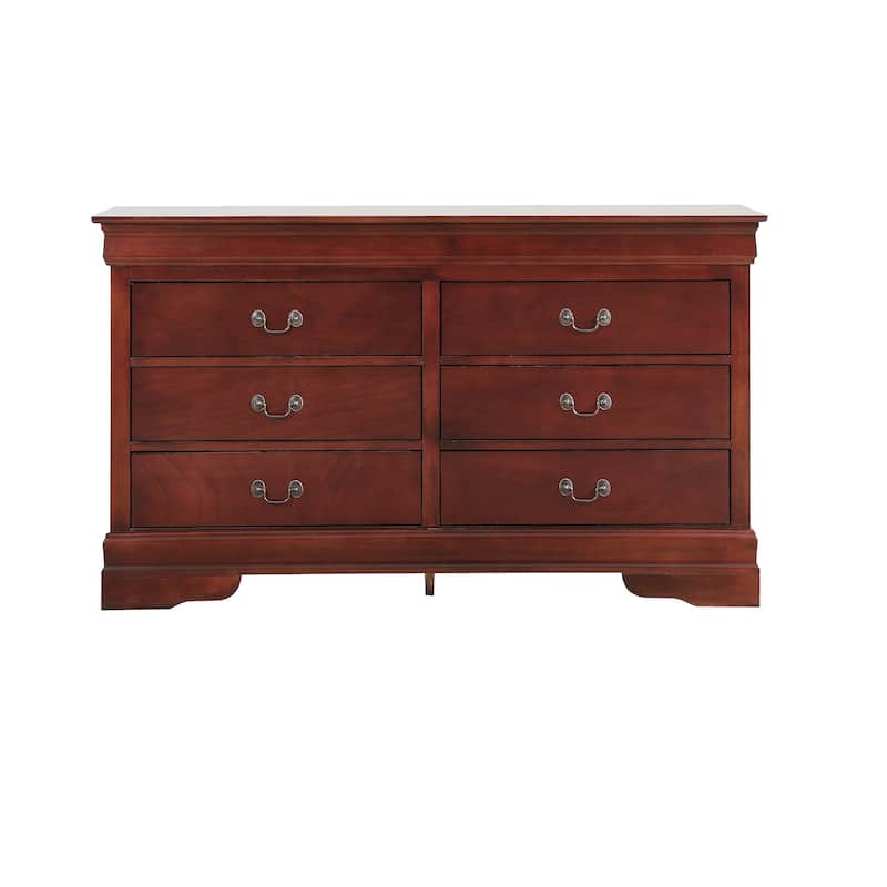 6-Drawer Wooden Bedroom Dresser - 57" - Brown
