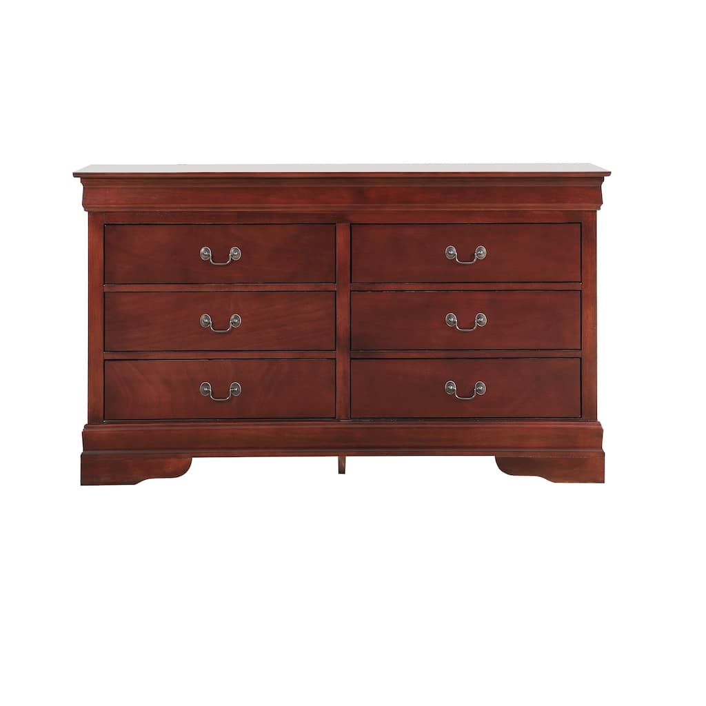 6-Drawer Wooden Bedroom Dresser - 57" - Brown