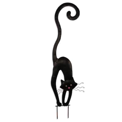 Halloween Black Cat Garden Sculpture
