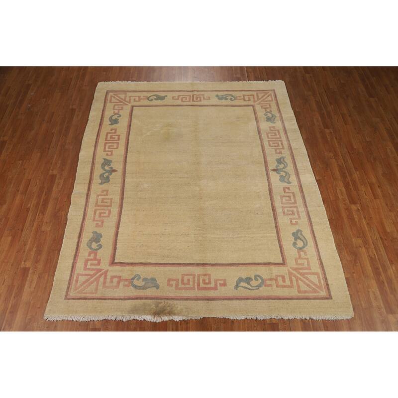 Nepalese Oriental Vintage Area Rug Hand-Knotted Wool Carpet - 7'9" x 9'4"