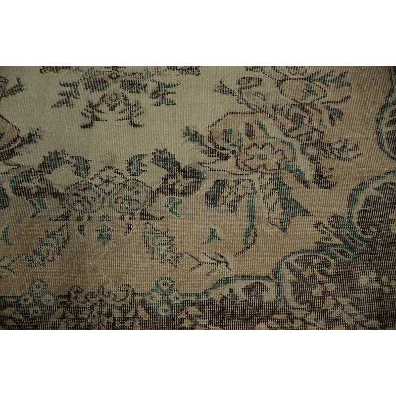 Hand Knotted Oriental 100% Wool Carpet Transitional Floral Beige & Ivories Anatolian Area Rug - 8' 8'' X 5' 9''