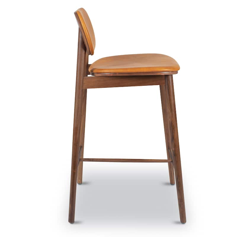 Poly and Bark Bonato Leather Counter Stool - Solid Wood Frame