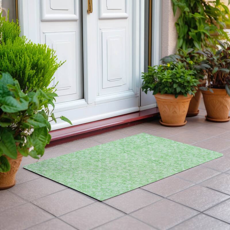 Machine Washable Indoor/ Outdoor Chantille Traditional Medallions Rug - Lime - 1'8" x 2'6"
