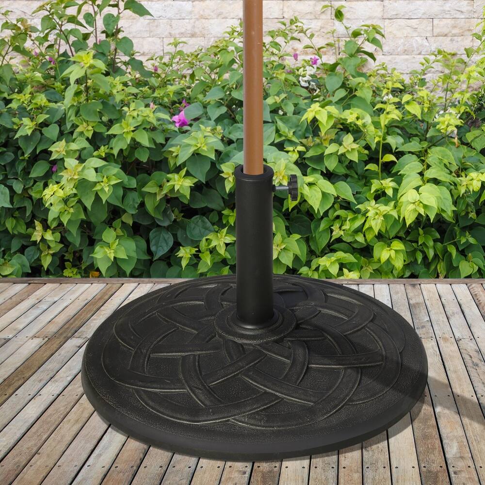 Outsunny 21.5" Round Cast Stone Umbrella Holder Base with Beautiful Decorative Pattern & Easy Setup, Bronze