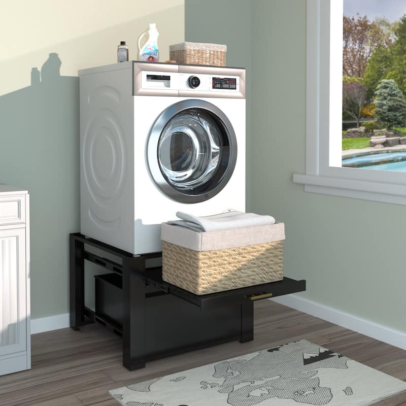 VEIKOUS Laundry Pedestal for Washer and Dryer with Large Capacity Drawer - Black