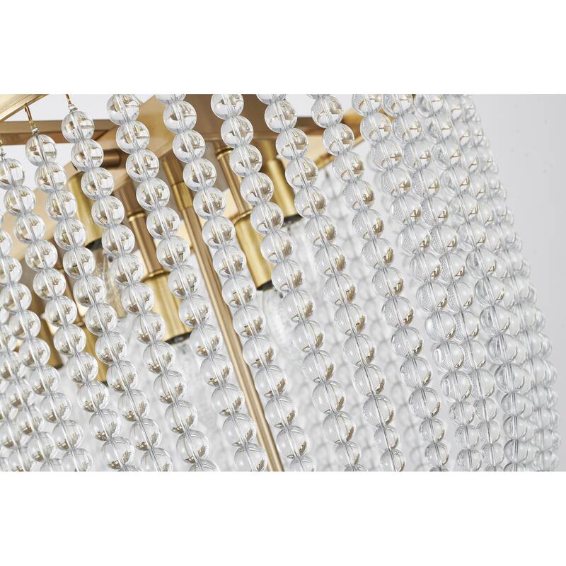 Transitional 6-Light Oval Clear Beaded Chandelier