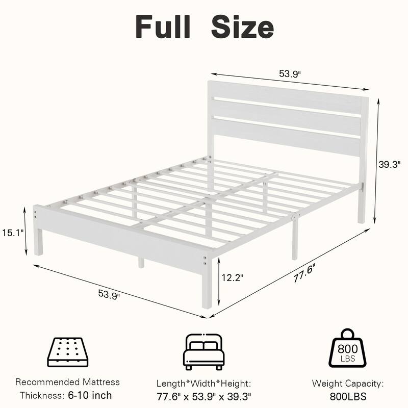 VECELO Industrial Wood Bed Frame with Headboard Twin Size Beds/Full Size Beds/Queen Size Beds