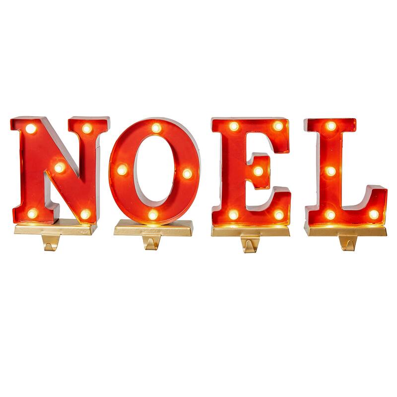 Glitzhome 6-7" H Heavy Duty Christmas NOEL Stocking Holders Mantel Ornament