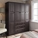preview thumbnail 17 of 27, 100% Solid Wood Wardrobe Armoire, 4-Door Closet Storage Cabinet with Drawers and Raised Panel Doors, Family, Palace Imports