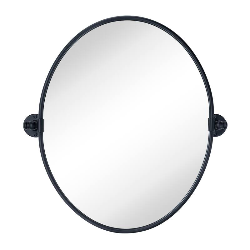 Luecinda Oval Metal Wall Mirror - 24" x 22" - Black