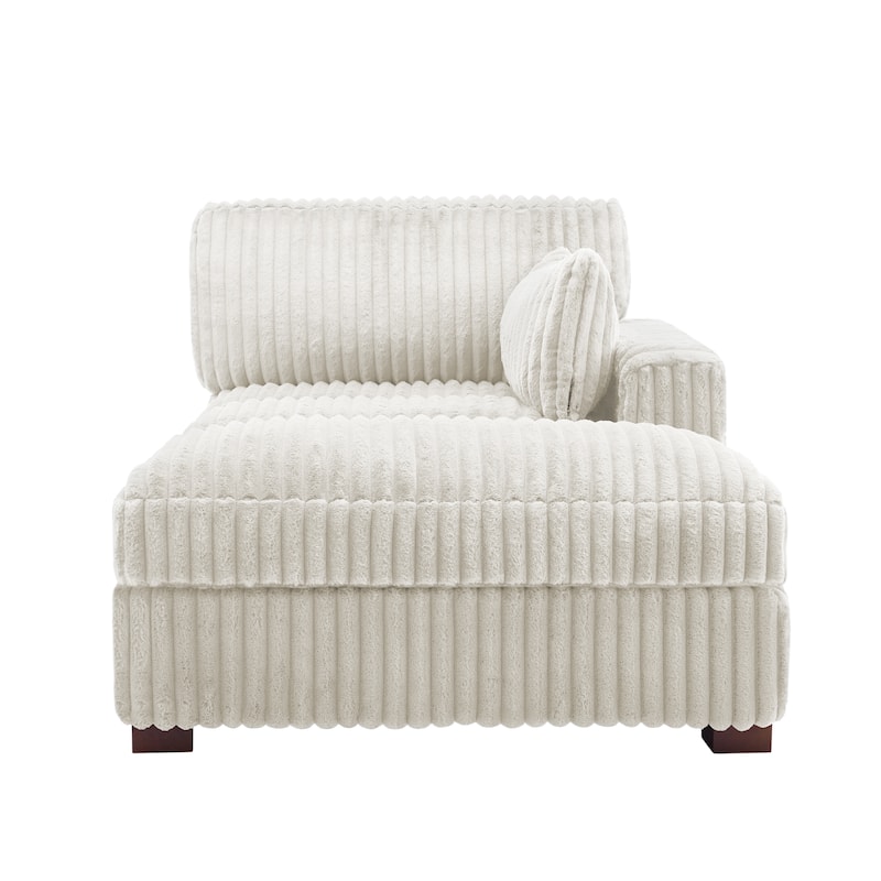 41" W Plush Corduroy Chaise Lounge with Pillows