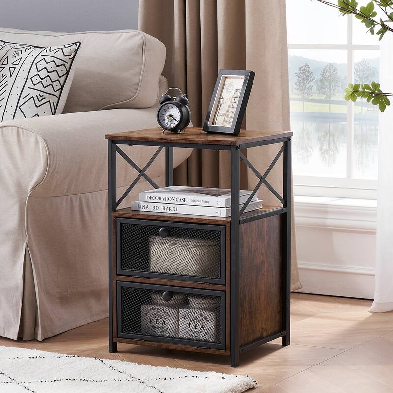 VECELO 3-pieces Height Adjustable Tufted Upholstered Bed Frame and Modern Nightstand Sets