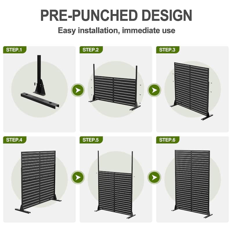 Outdoor Privacy Screen Metal Privacy Screen Panel Free Standing - 72*35