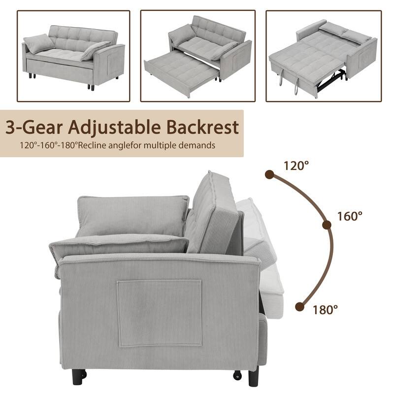 55" Corduroy Double Upholstered Sofa Bed