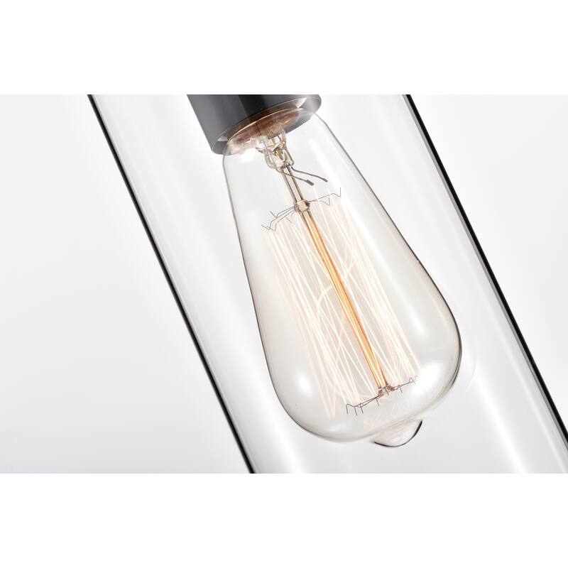 Naima Matte Black 1-Light Metal & Cylinder Glass Shade Pendant Light