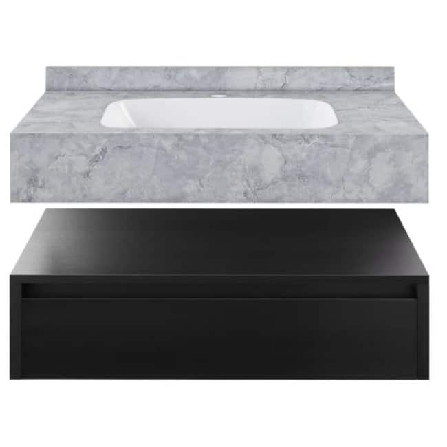 Swiss Madison SM-BV4905 Avancer 36" Wall Mounted Single Basin Vanity - Black Oak / Storm Grey