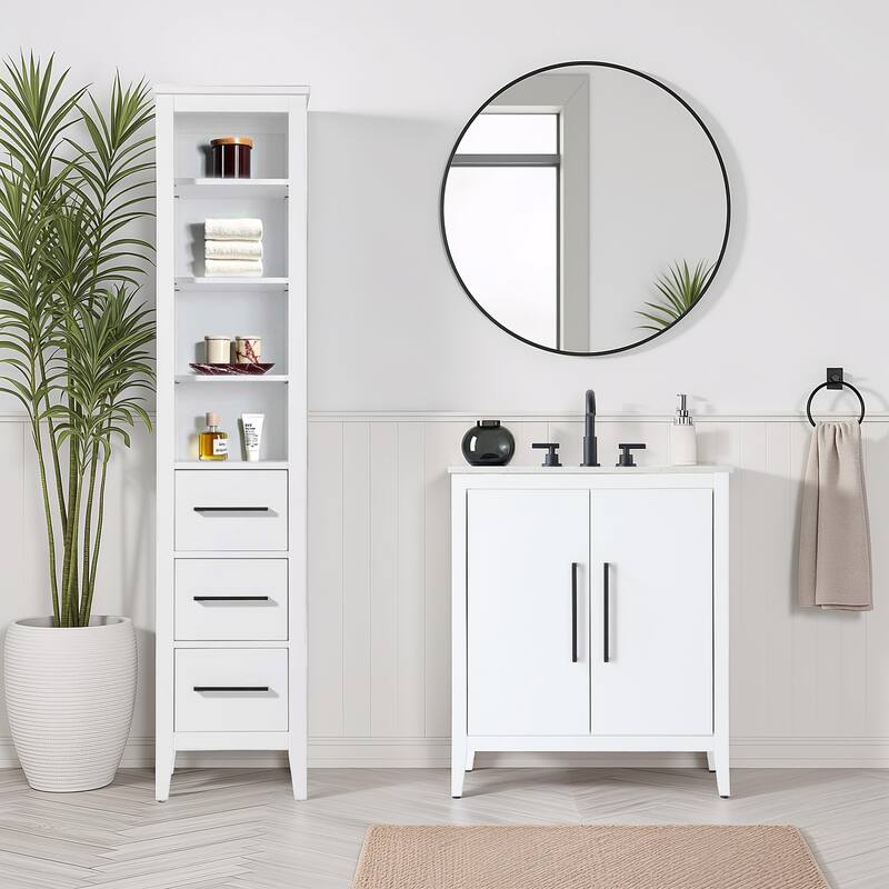 Laura 16-28 Inch Open Shelving Bath Storage Cabinet