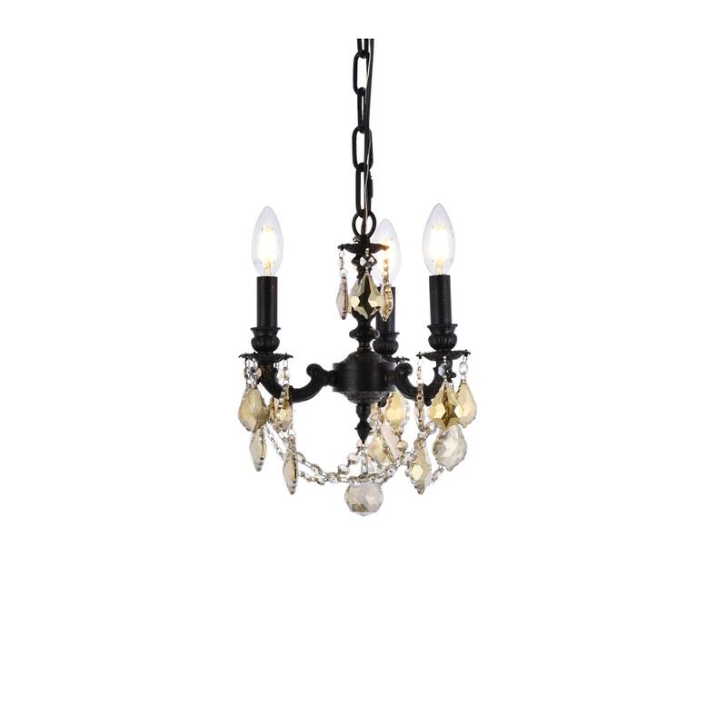 Somette Crystal 3-light Dark Bronze Finish Chandelier