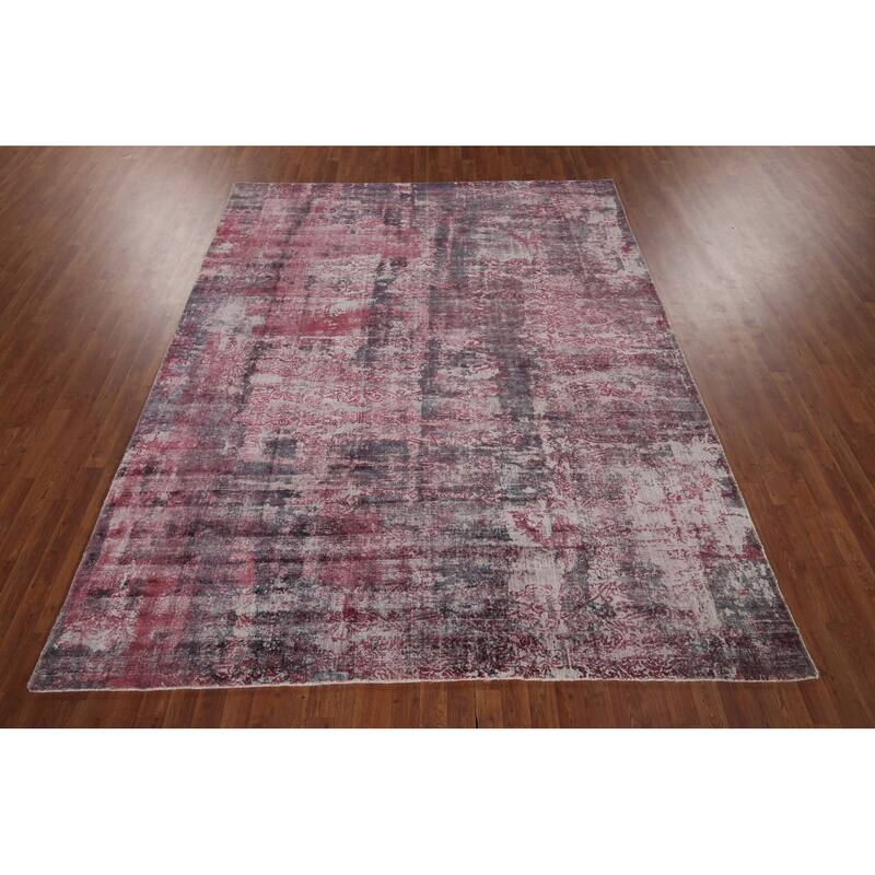 All-Over Modern Abstract Indian Area Rug Handmade Wool Carpet - 7'11"x 9'10"