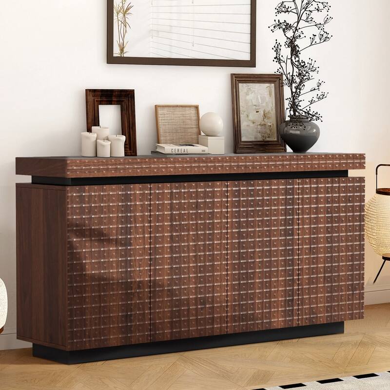 Modern 58.3" Sideboard Buffet Cabinet with Easy Clean Durable Storage and Anti-Collision Design for Your Home