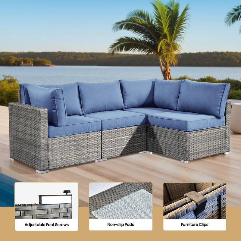 XIZZI 8-piece Patio Outdoor Wicker Furniture Swivel Chair Set with Firepit Table