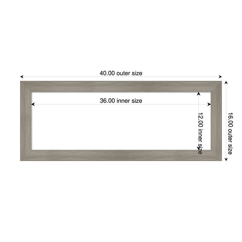 Grand Narrow Framed Dry Erase Magnetic Board - 40 x 16 in - Grand Greywash Narrow