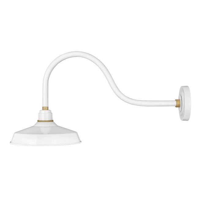 Hinkley Lighting Foundry Single Light 16" Tall Outdoor Wall Sconce - Gloss White / Brass