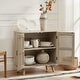 preview thumbnail 26 of 28, Woodland Multifunctional Rattan-Accented 2-Door Storage Stackable Buffet Cabinet with Solid and Wood Frame by HULALA HOME