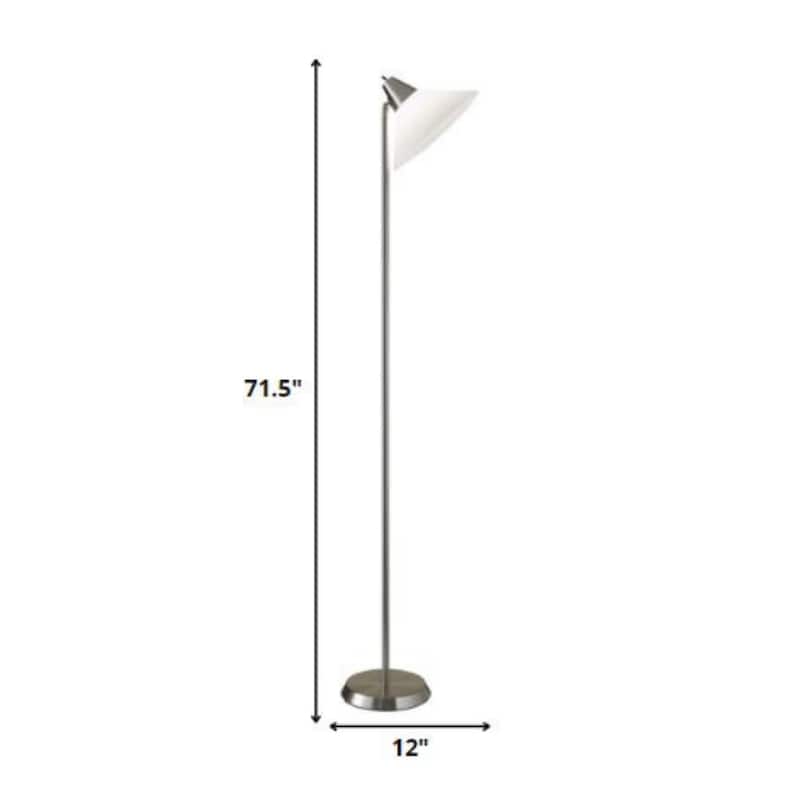 Metal Cone Floor Lamp with White Plastic Shade Rotary Switch - 10” x 12” x 71.5” (D x W x H)
