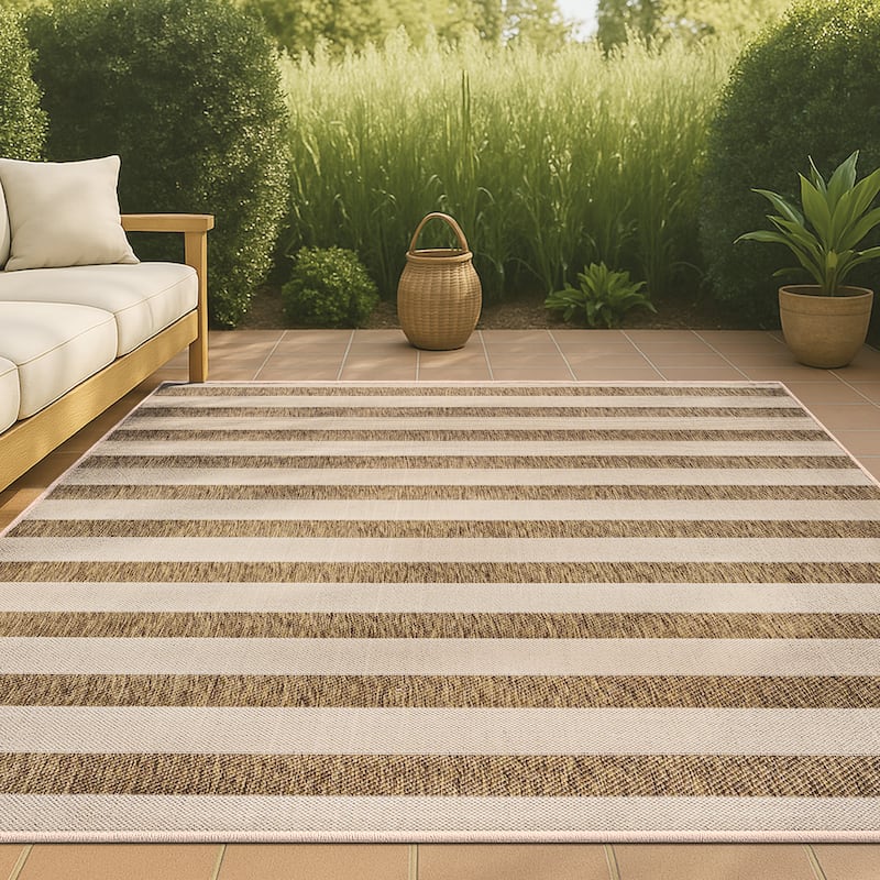 JONATHAN Y Tavira Wide Stripe Indoor/Outdoor Area Rug