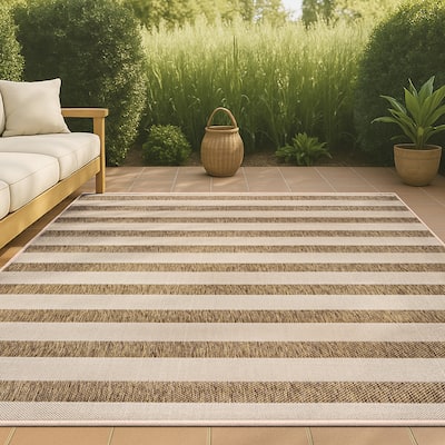 JONATHAN Y Tavira Wide Stripe Indoor/Outdoor Area Rug