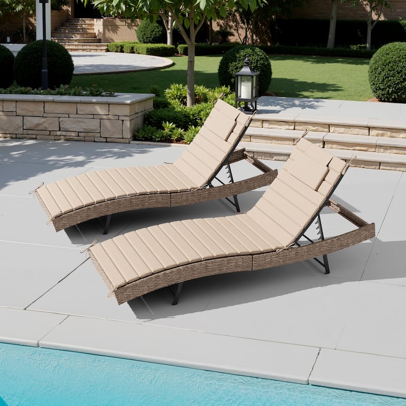 Outdoor Patio Chaise Lounge Cushions Pad with Straps