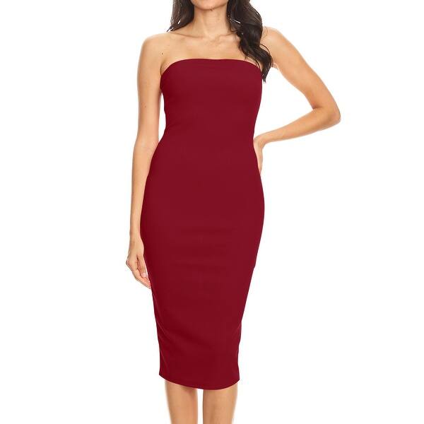 slide 1 of 16, Women's Solid Strapless Bodycon Midi Dress