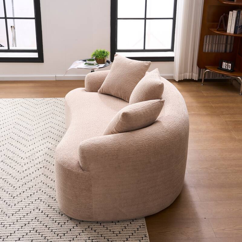 GDFStudio - Soft Upholstered Curved Loveseat Sofa with 3 Pillows for Small Spaces