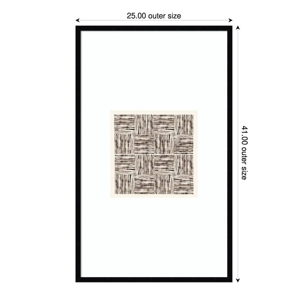 Charcoal Striped Squares in Alternating Patterns by Hazel J Wood Framed Wall Art Print