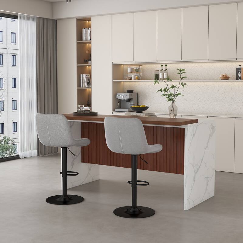 Counter Height Bar Stools Set of 2, Swivel Bar Stools with Adjustable Height, Kitchen Island Chairs with Footrest