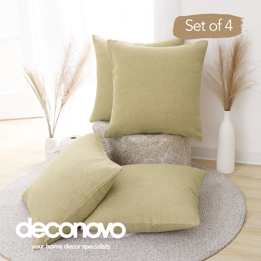Deconovo Faux Linen Throw Pillow Covers 4 PCS(Cover Only)