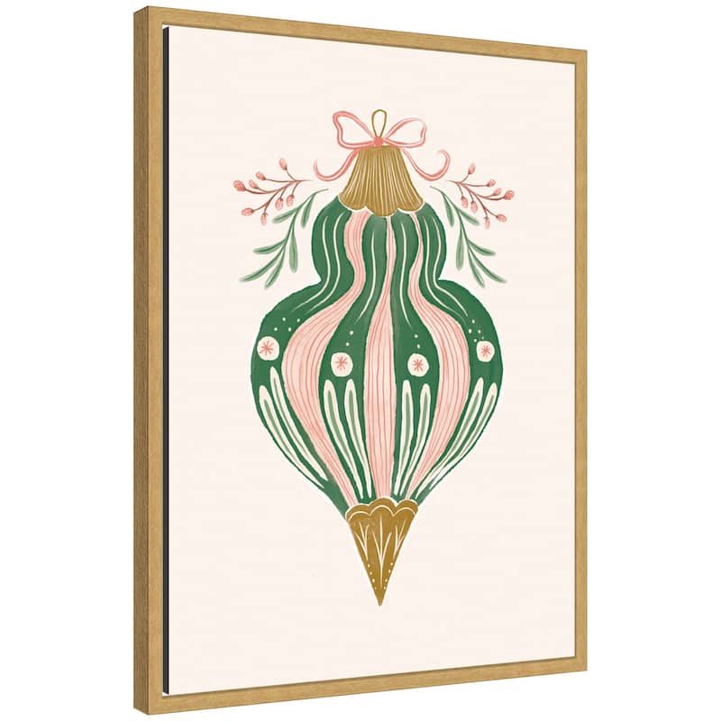 Kate and Laurel Sylvie Framed Canvas Holiday Ornament Collection 4 by Jill Labieniec - Yellow