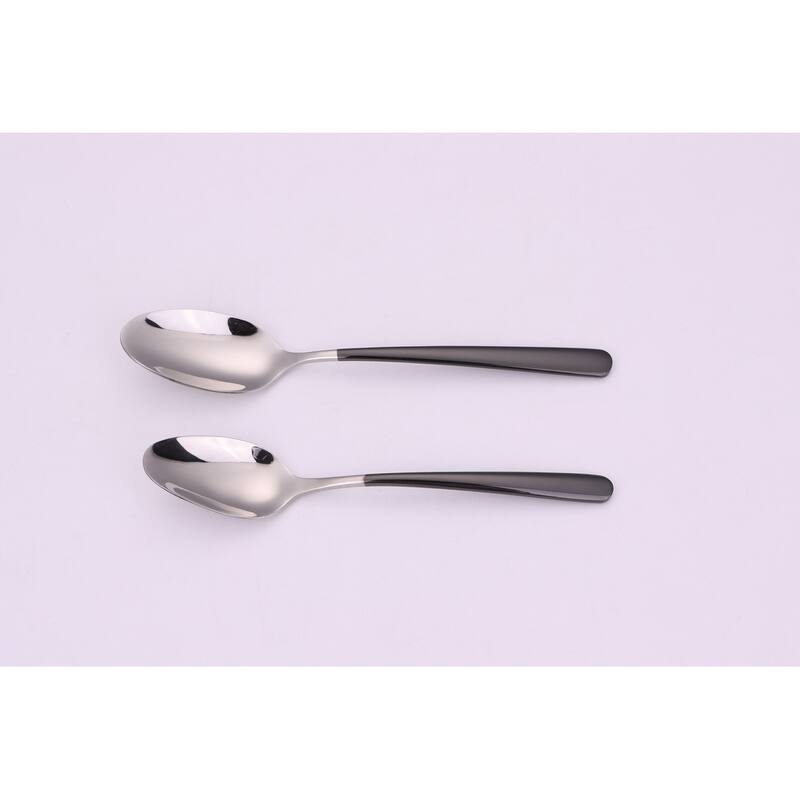 20 Pc Flatware Set Silver With Black Handles - Service For 4