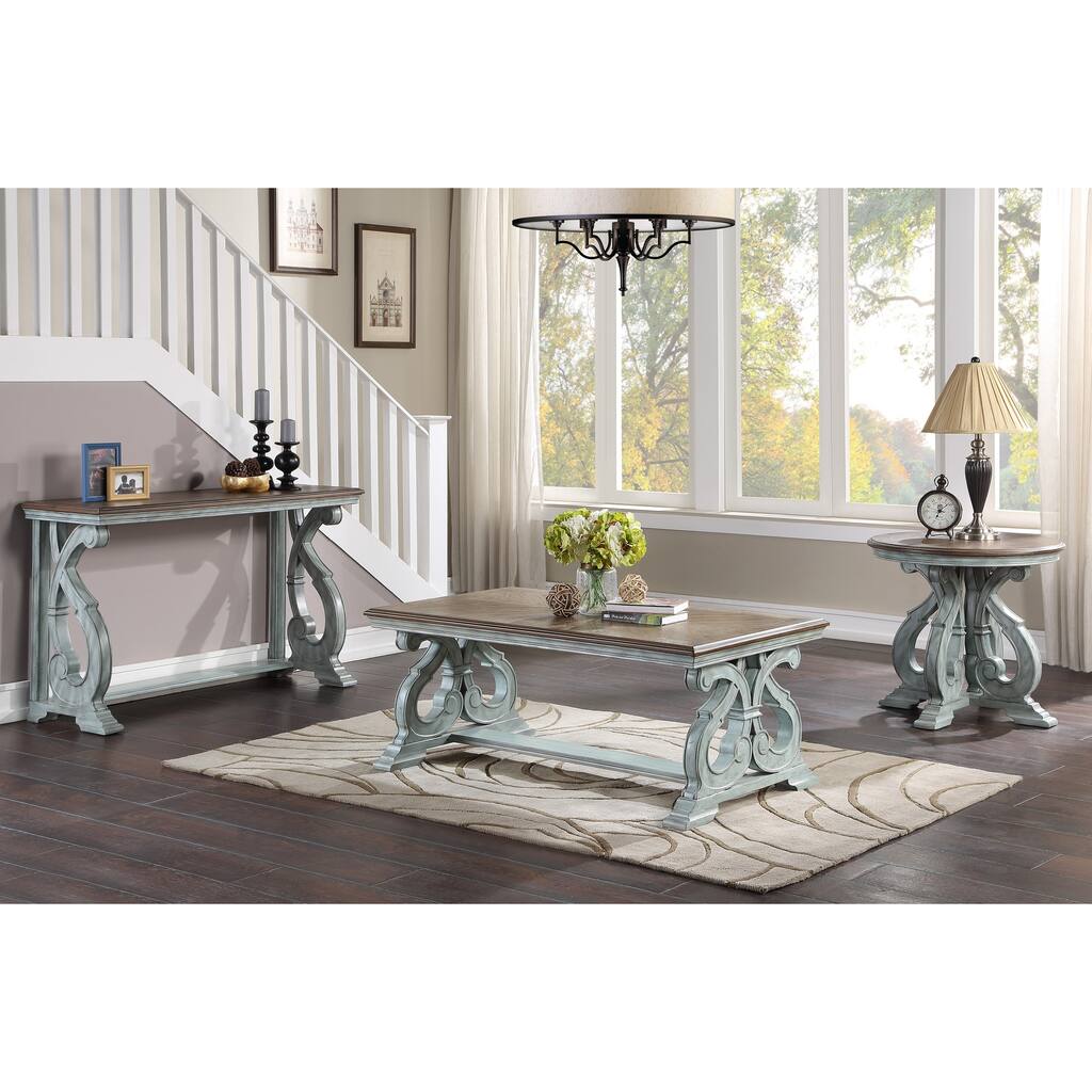 Furniture of America Roah Farmhouse Blue 3-piece Coffee Table Set