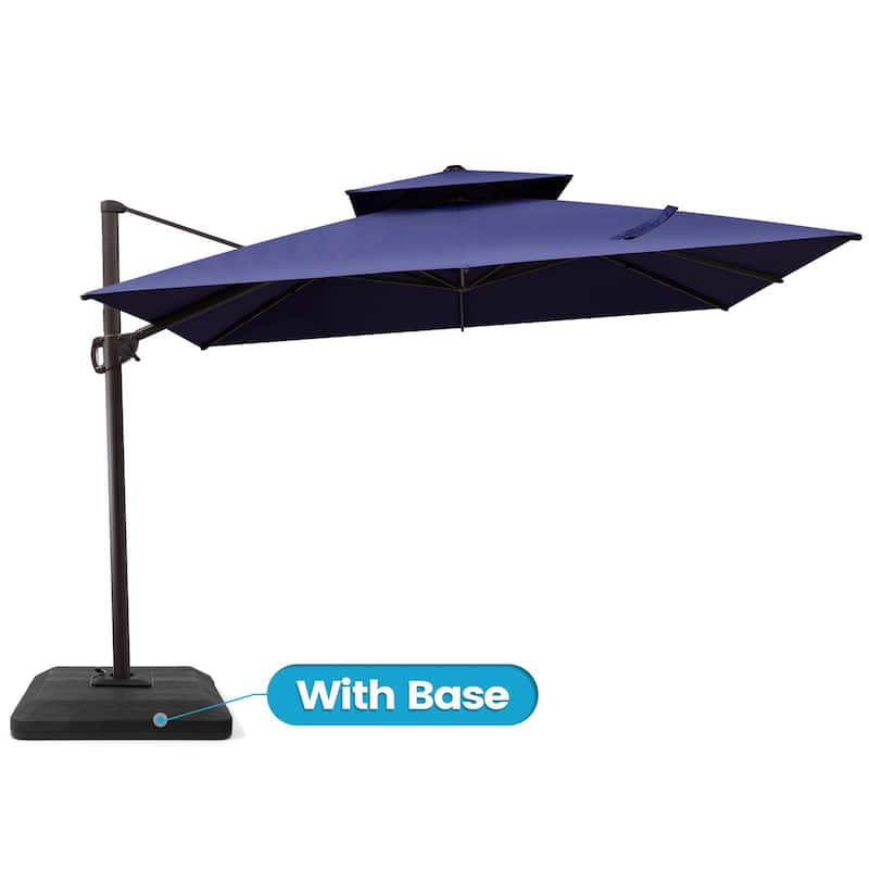 10FT Outdoor Square Patio Cantilever-Offset Umbrella with Base Stand