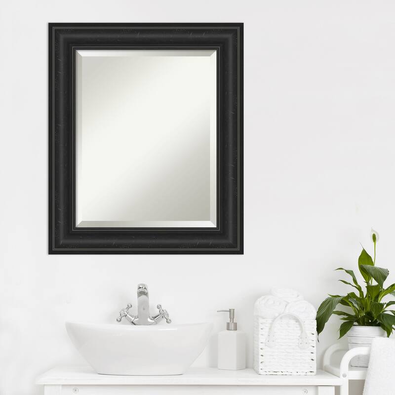 Beveled Bathroom Wall Mirror - Shipwreck Black Frame