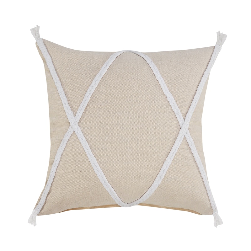 Sevita Coastal Geometric Braided and Tasseled Throw Pillow