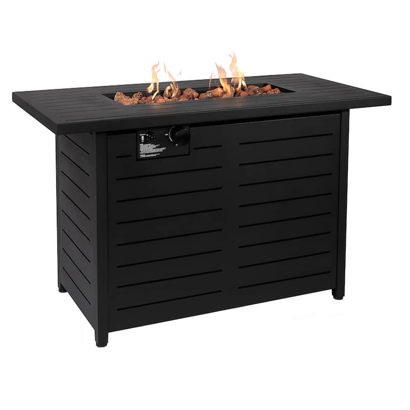 Ore 42" Propane Fire Pit Table for Patio, Black (60,000 BTU) - N/A