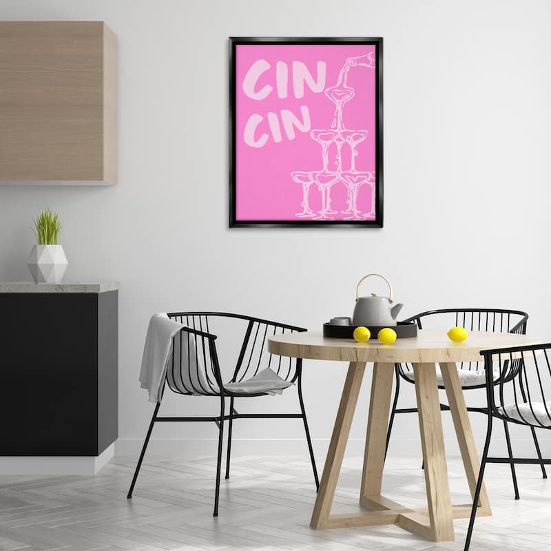 Stupell Pink Champagne Tower Framed Floater Canvas Wall Art Design By House of Lulu