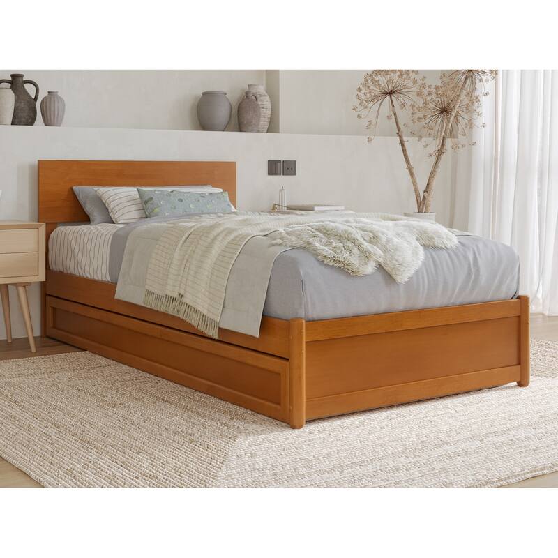Wesley Platform Bed with Panel Footboard and Twin XL Trundle