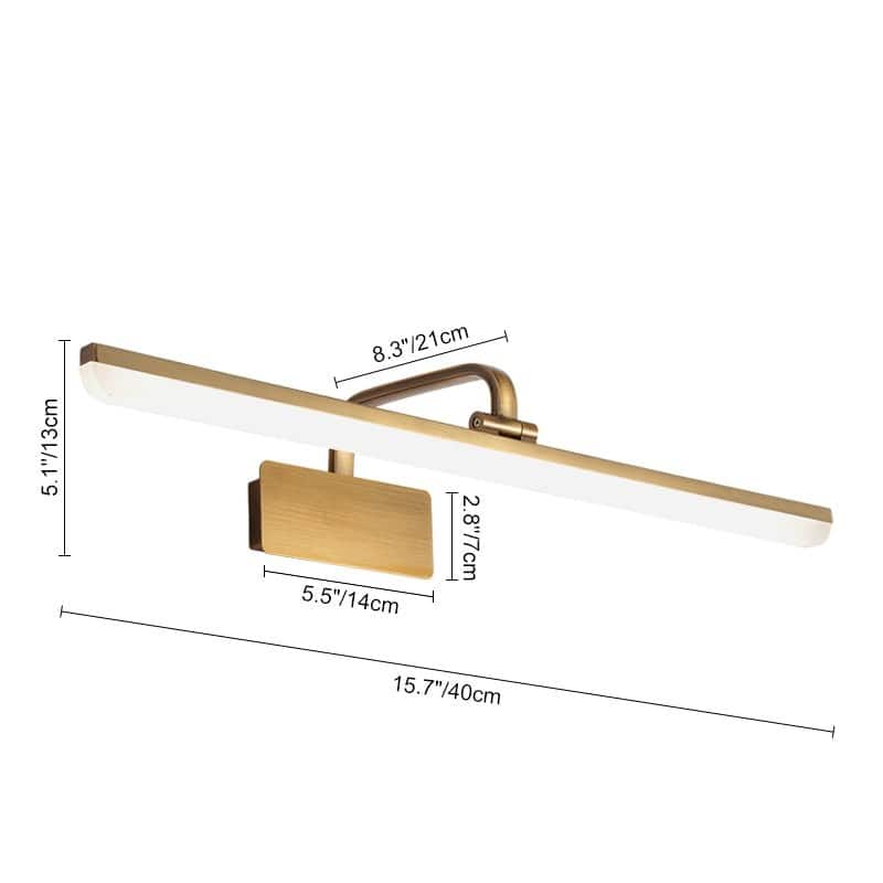 Minimalist Bathroom Linear LED Vanity Wall Light Brass Picture Light