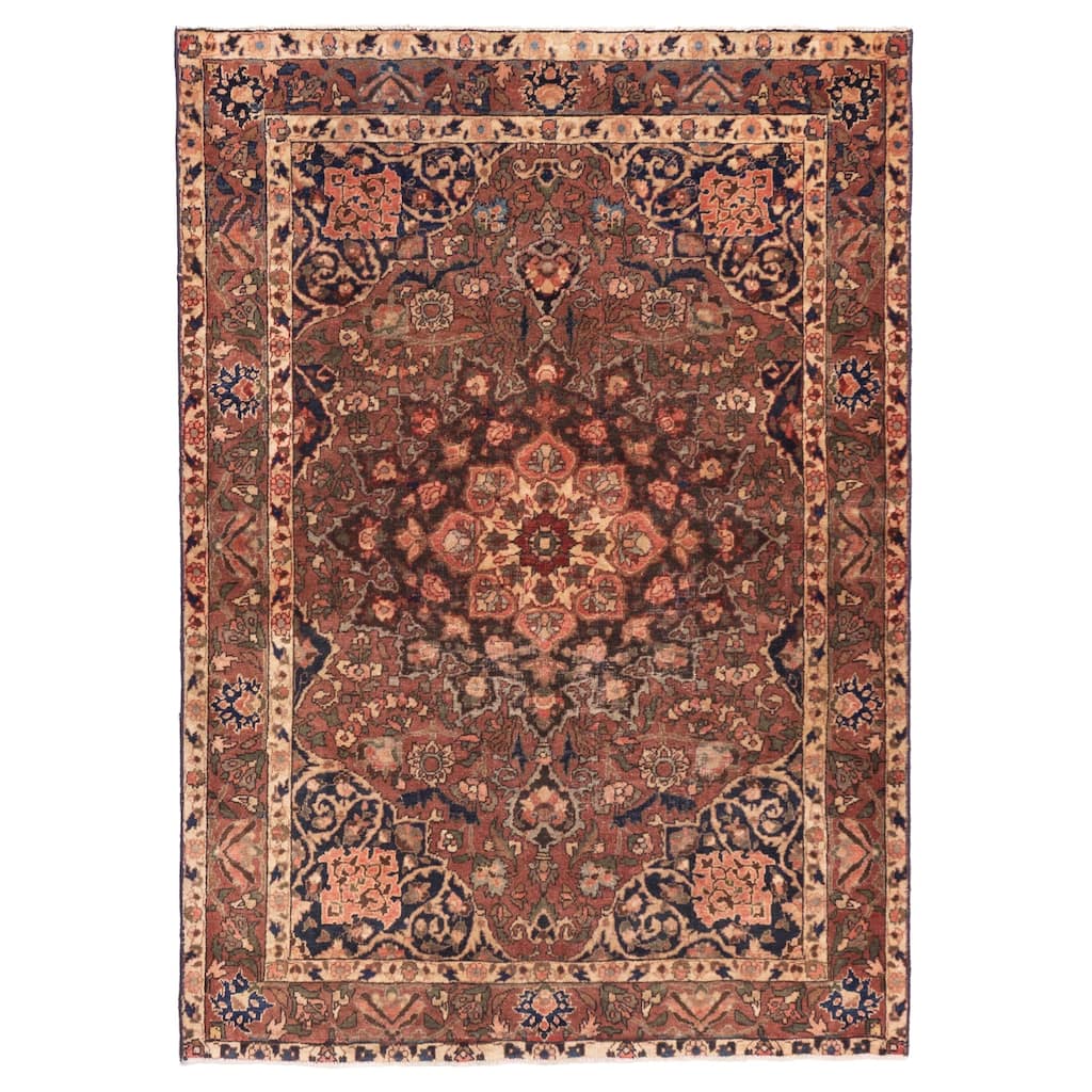 ECARPETGALLERY Hand-knotted Anatolian Vintage Dark Copper Wool Rug - 4'8 x 6'5