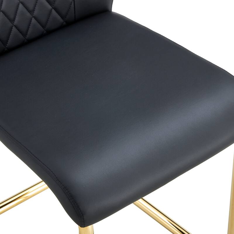 Rectangular Dining Table Set for 6-8 People, Modern Glass Table with Faux Leather Chairs